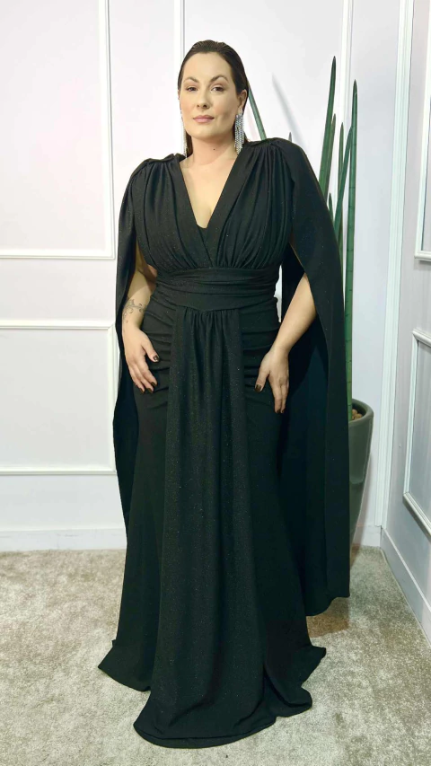 Vestido em malha lurex Allure Preto Plus (Capas removíveis) - comprar online