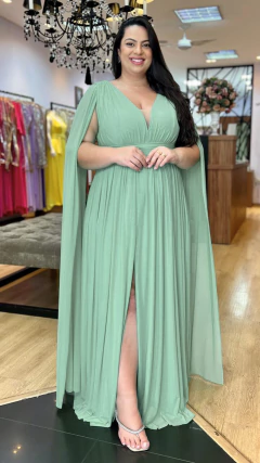 Vestido em Tule Angelina Verde Menta Plus (Capa Removivel) - Babel