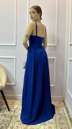 Vestido em Crepe Pieve Azul Royal+ Cinto Strass - comprar online