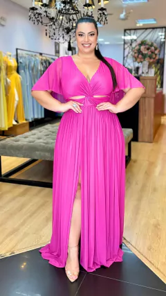 Vestido em Microtule Giah Fúcsia Plus na internet
