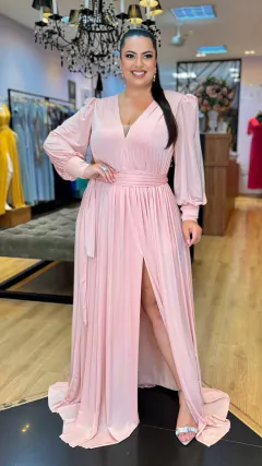 Vestido em Jersey Greta Nude Plus (Faixa Cintura removível)