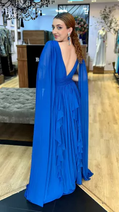 Vestido em Microtule Iris Azul Royal (Capa Removível) - Babel