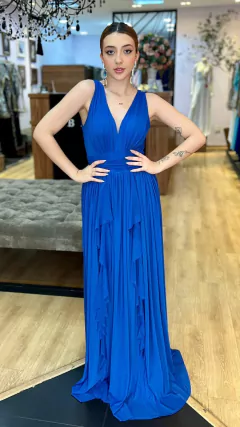 Vestido em Microtule Iris Azul Royal (Capa Removível)