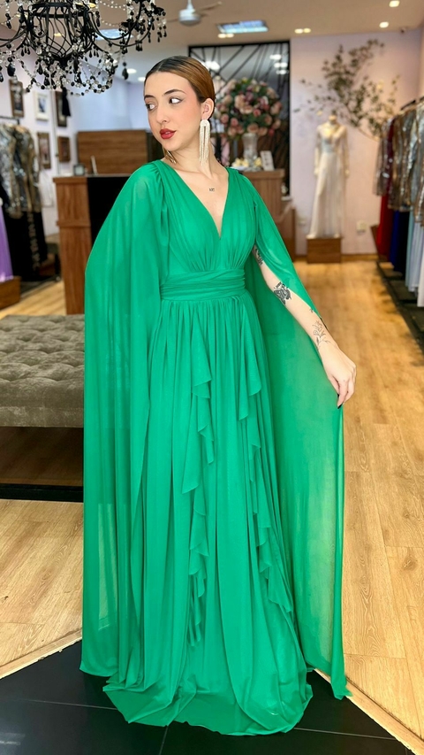 Vestido em tule Iris Verde Escuro (Capa Removível)