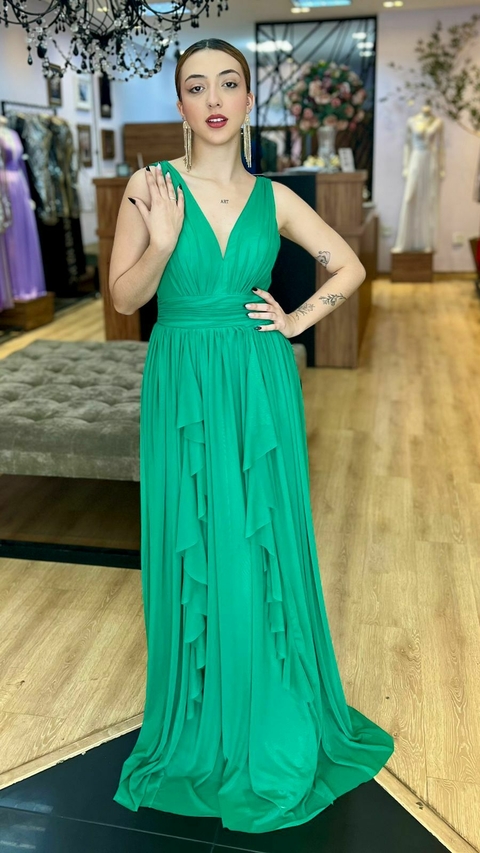 Vestido em tule Iris Verde Escuro (Capa Removível)