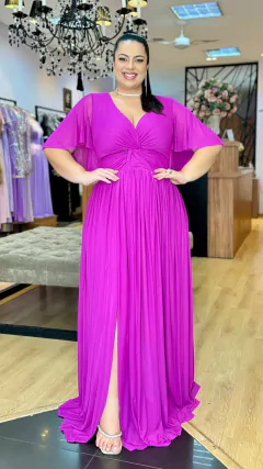 Vestido em tule Giah Roxo Plus