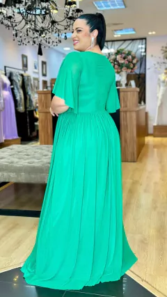 Vestido em tule Giah Verde Escuro Plus - comprar online