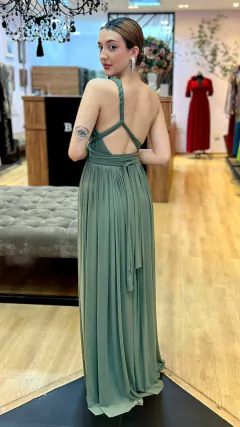 Imagem do Vestido em Microtule Manuelly Verde Oliva (Multiformas)