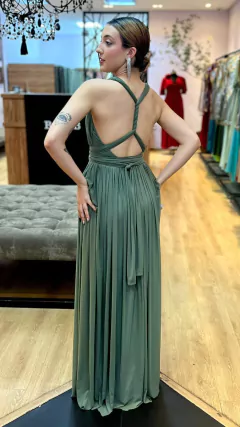 Vestido em Microtule Manuelly Verde Oliva (Multiformas) - Babel