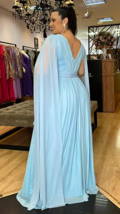 Vestido em tule Angelina Azul Serenity Plus (Faixa cintura e Capa Removiveis) - Babel