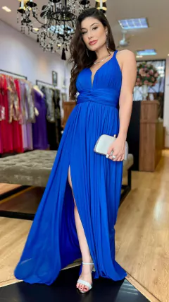 Vestido em Microtule Manuelly Azul Royal (Multiformas) na internet