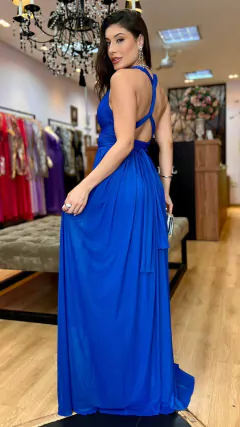 Vestido em Microtule Manuelly Azul Royal (Multiformas) - Babel