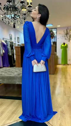 Vestido em Microtule Gaia Azul Royal - comprar online