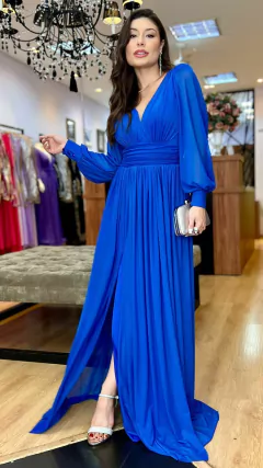 Vestido em Microtule Gaia Azul Royal
