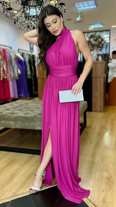 Vestido em tule Manuelly Fúcsia (Multiformas)