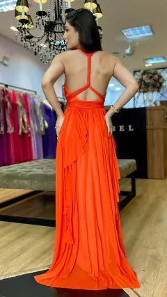 Vestido em tule Maithe Laranja (Multiformas) - Babel