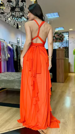 Vestido em tule Maithe Laranja (Multiformas) - Babel