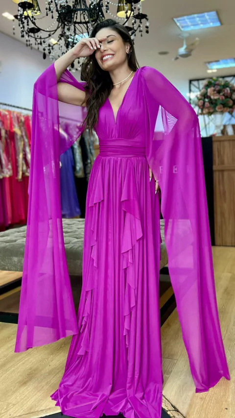 Vestido em tule Iris Roxo (Capa Removível)