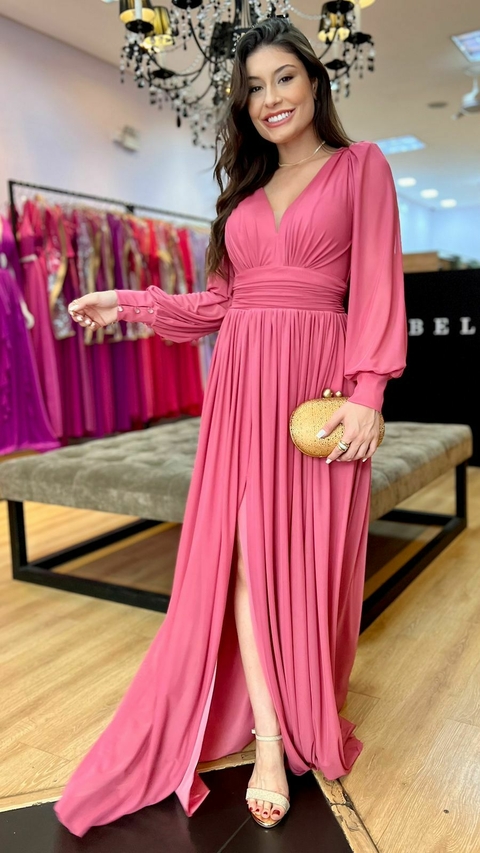 Vestido em tule Gaia Rose Escuro