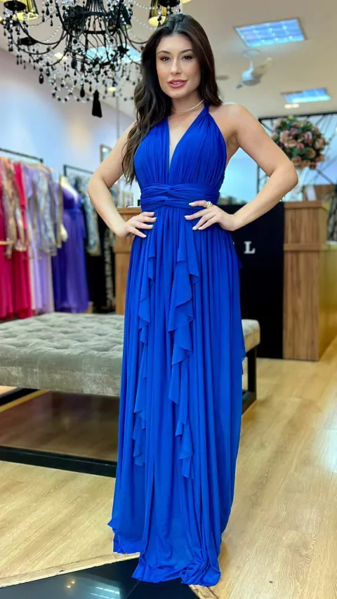 Vestido em tule Maithe Azul Royal (Multiformas)