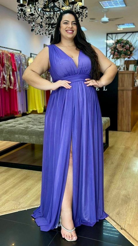 Vestido em Tule Angelina Violeta Plus (Capa e Faixa Cintura Removivel)