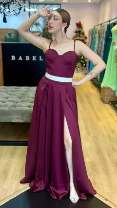 Vestido Em Crepe Satine Amarilis Marsala