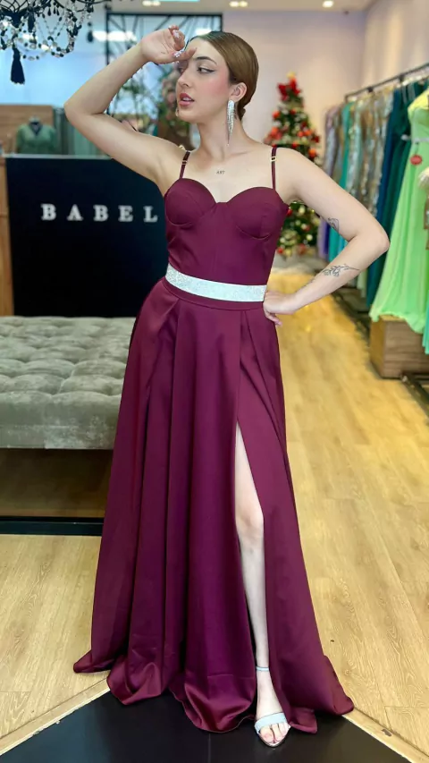 Vestido Em Crepe Satine Amarilis Marsala