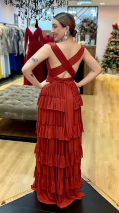 Vestido em Microtule Melissa Terracota (Multiformas) - Babel