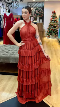 Vestido em Microtule Melissa Terracota (Multiformas) na internet