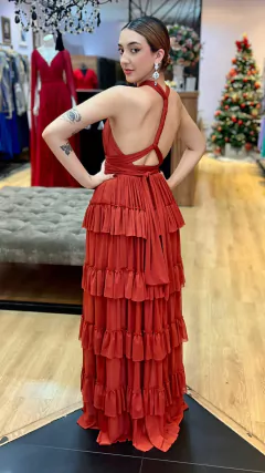 Vestido em Microtule Melissa Terracota (Multiformas) - Babel