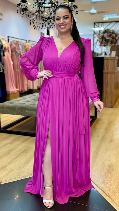 Vestido em tule Grace Fúcsia Plus (Faixa Cintura removível) - comprar online