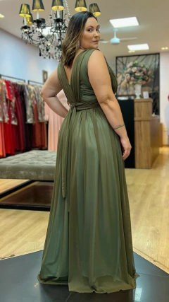 Vestido em Microtule Angelina Verde Oliva Plus (Capa removível) na internet