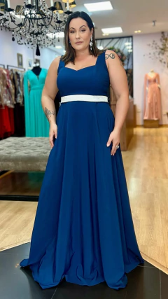 Vestido em Crepe Amalia Marinho Plus + Cinto Strass (Mangas e Cinto Removíveis) - comprar online
