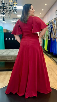 Vestido em Crepe Amalia Marsala Plus + Cinto Strass (Mangas e Cinto Removíveis) na internet