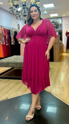 Vestido Midi em tule Hadidi Pink Plus - comprar online