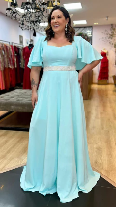 Vestido em Crepe Amalia Tiffany Plus + Cinto Strass (Mangas e Cinto Removíveis) - comprar online