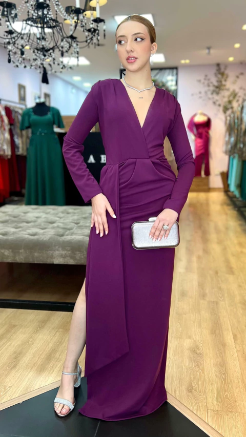 Vestido em Malha Creponada Karine Roxo - comprar online