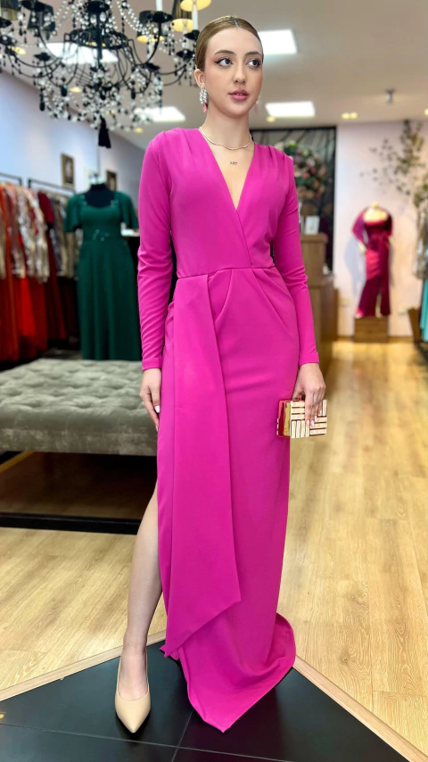 Vestido em Malha Creponada Karine Pink - comprar online