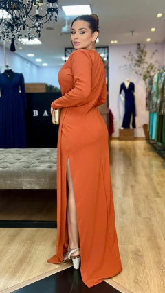 Vestido em Malha Creponada Karine Terracota na internet