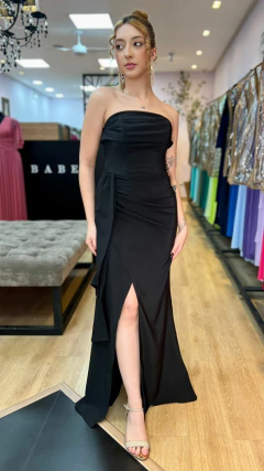 Vestido em Crepe Laíza Preto (Manga Removível) - Babel