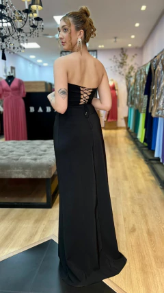 Vestido em Crepe Laíza Preto (Manga Removível) - loja online