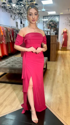 Vestido em Crepe Laíza Pink (Manga Removível) - Babel