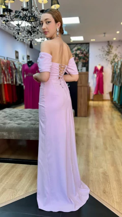 Vestido em Crepe Laíza Lilas (Manga Removível) na internet