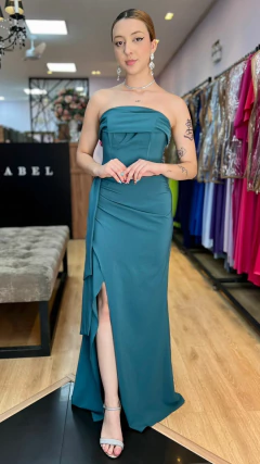 Vestido em Crepe Laíza Verde Escuro (Manga Removível) - Babel