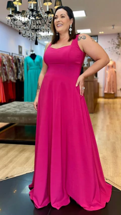Vestido em Crepe Amalia Pink Plus (Mangas Removíveis) - Babel