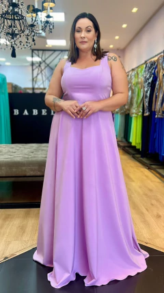 Vestido em Crepe Amalia Lilás Plus (Mangas Removíveis) - comprar online
