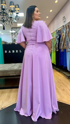 Vestido em Crepe Amalia Lilás Plus (Mangas Removíveis) - loja online