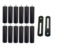 Kit 12 Pés De Cama Box ou Baú Queen King Tubo Preto 13cm C/ Chapa União Bipartida Ortobom Probel