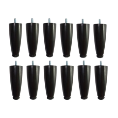 Imagem do Kit 12 Pés Para Cama Box ou Baú Juvene Preto 12cm Com Regulagem