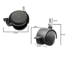 Imagem do Kit Pé 8x4 P63 Preto Trava + 2 Ch + Pg Cama Box Queen King